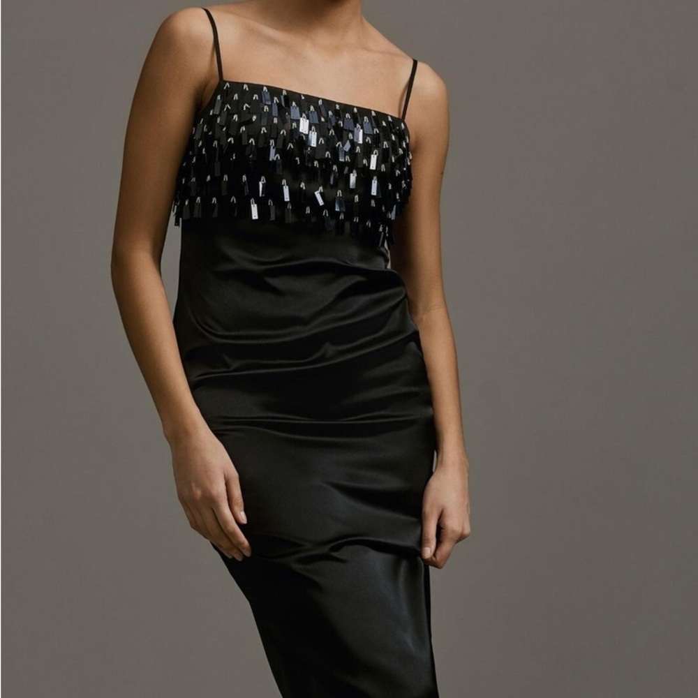 Black Sequin Spaghetti Strap Dress